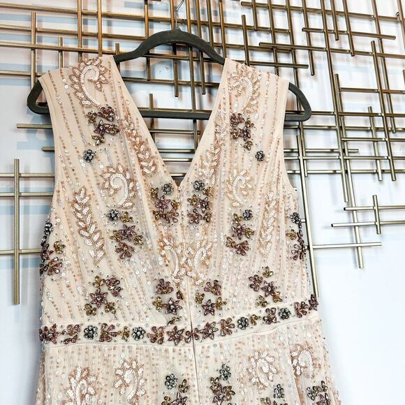 Mac Duggal Embellished Blush Pink Wrap Over Sleeve A-line Gown Dress Size 12 - Picture 11 of 16